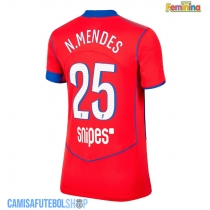 Camisa de time de futebol Paris Saint-Germain Nuno Mendes #25 Replicas 3º Equipamento Feminina 2025-26 Manga Curta